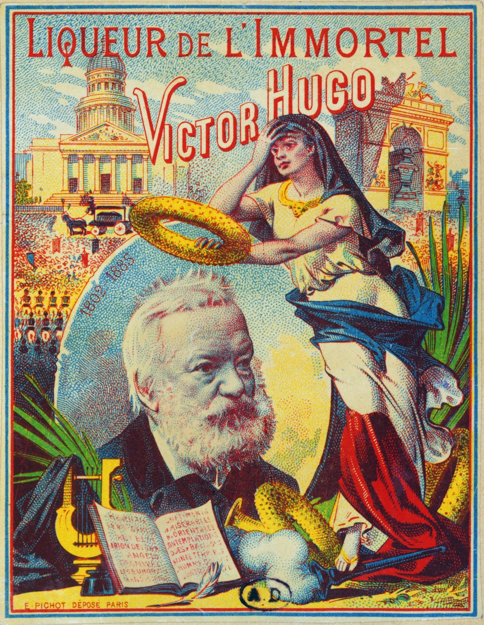 Liqueur de lImmortel Victor Hugo markası için etiket tasarımı, c.1885 by French School
