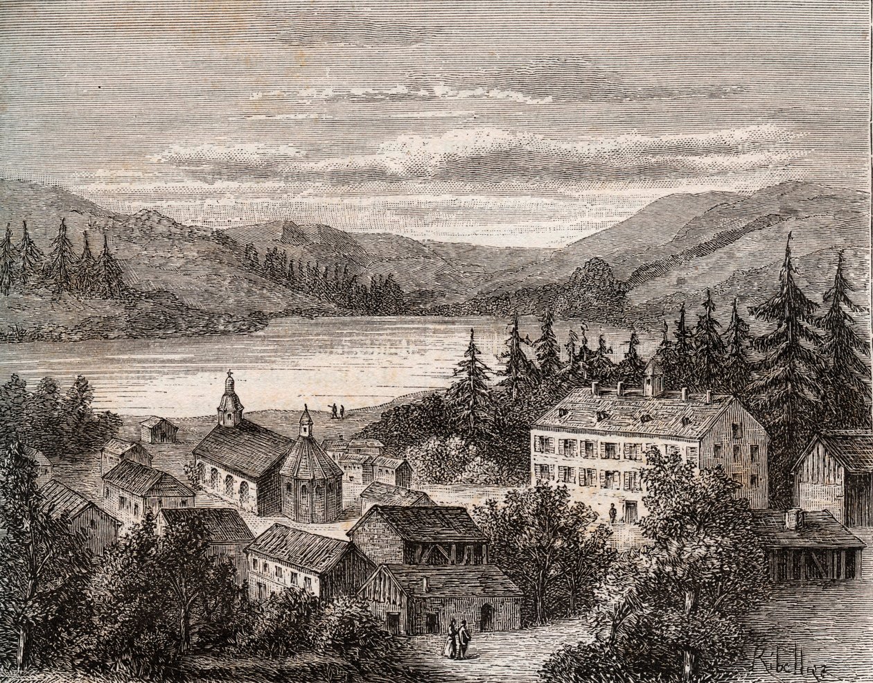 Lac de Gerardmer - Alsace Champagne Ardenne Lorraine - V.A. Malt-Kahverengi. 1884 by French School
