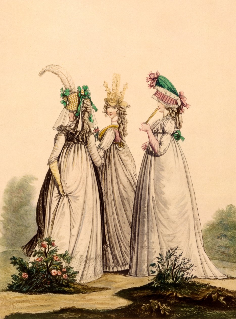 Günlük giyimli bayanlar - Modes Anglaises, 1795 by French School