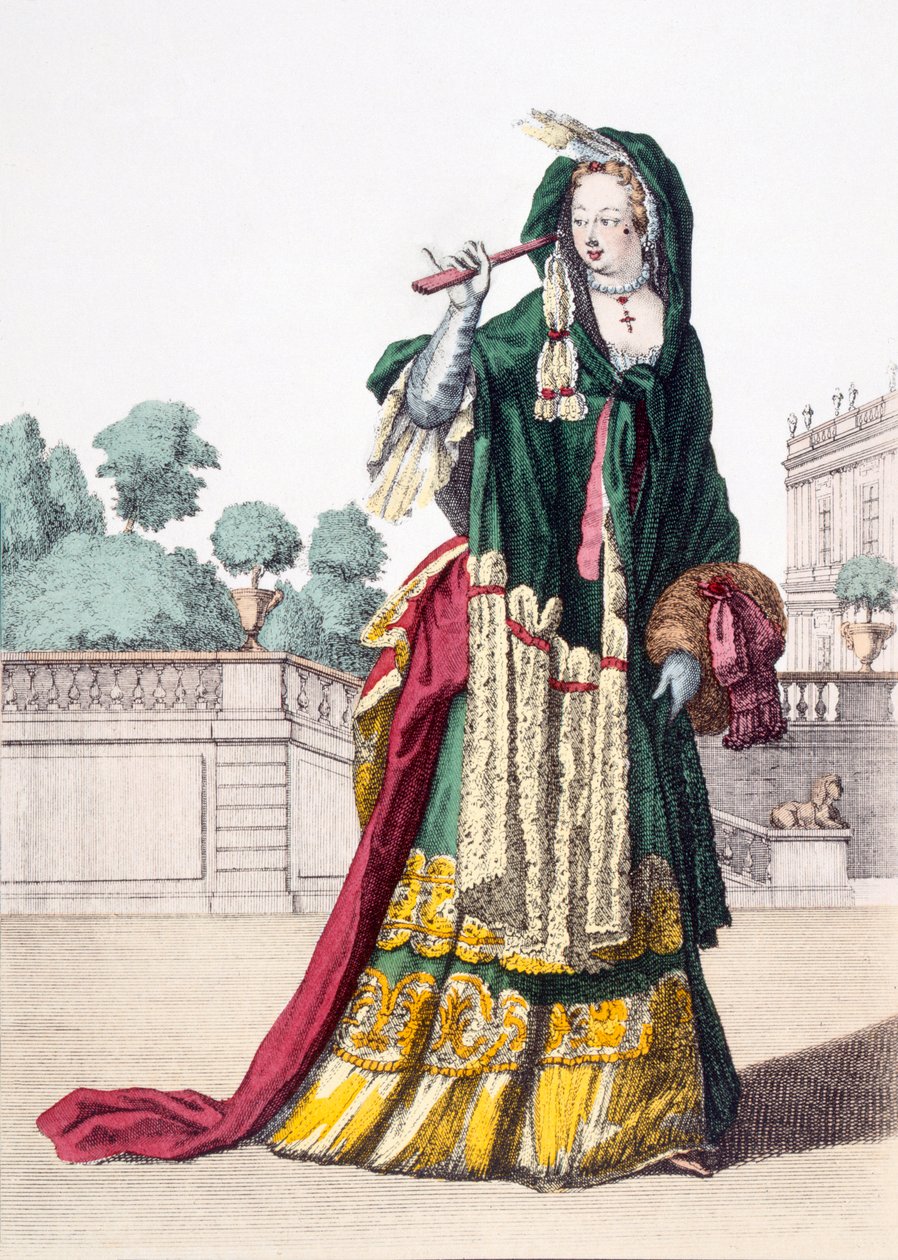 Ladys Yeşil İpek Şal, 1650 by French School