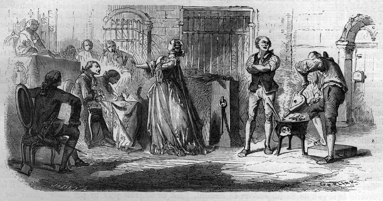 Kraliçenin kolyesi meselesi: Madame de la Motte (1756-1791) Maurice Lachatre tarafından “Yüzyıllar boyunca Papalar-Krallar-Kraliçeler-ve-İmparatorların Tarihi”nde Gravür by French School