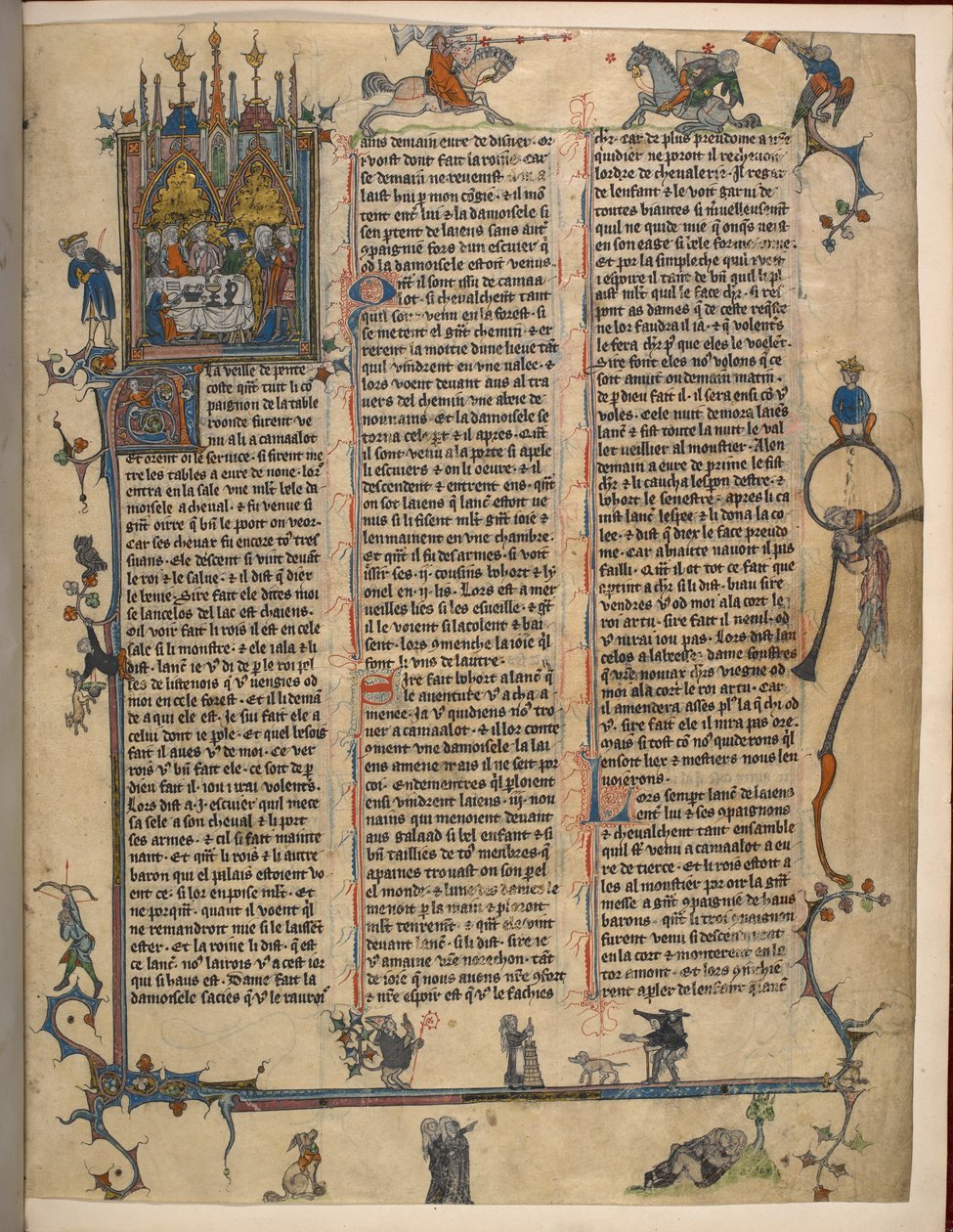 Lancelot-Grail (Düzyazı Vulgate Döngüsü), MS 10294/1 f.1dr#39;yi ekleyin by French School