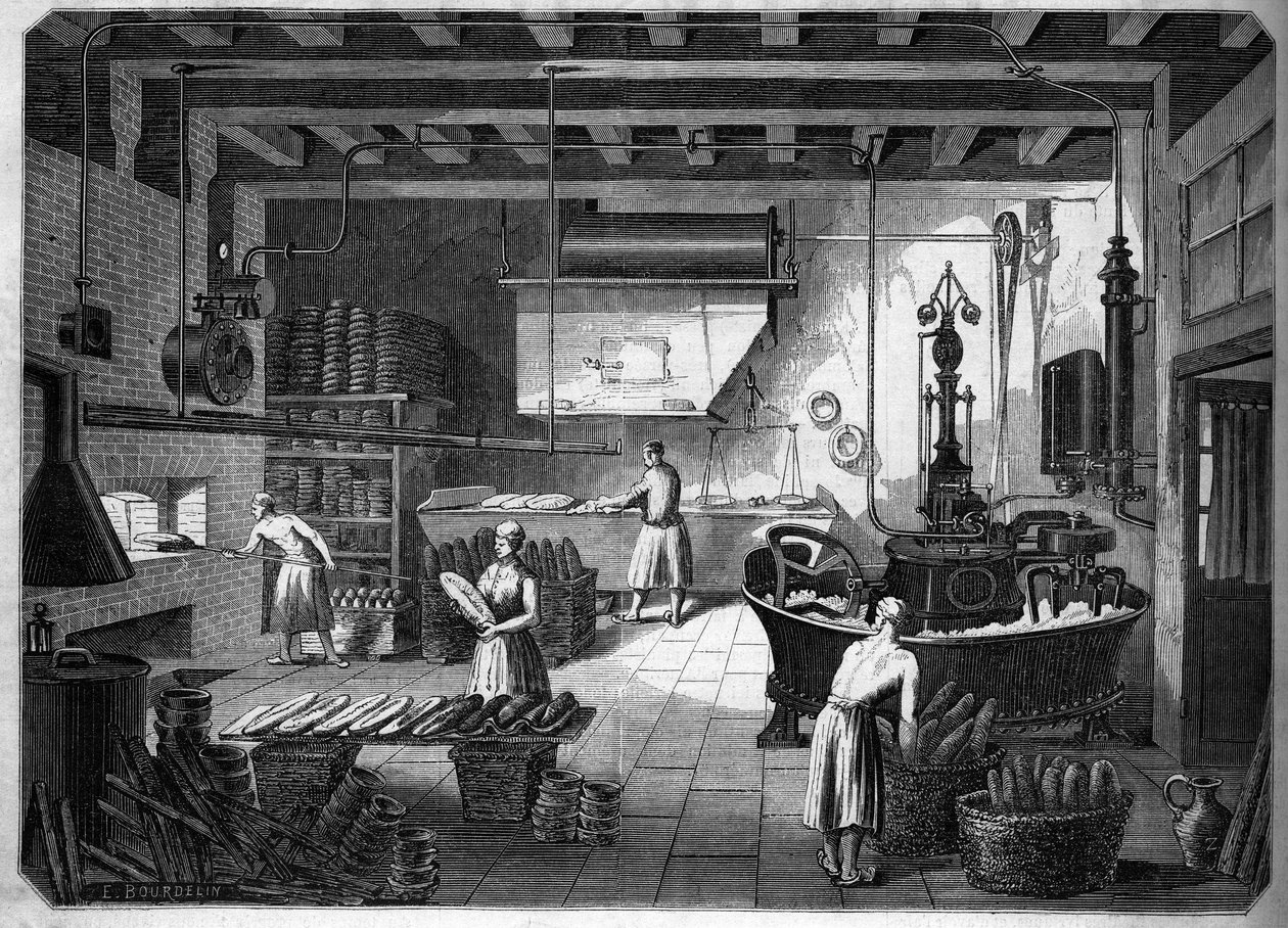 19. yüzyılda büyük Fransız endüstrileri: Pişirme için Drouot aletleri. Fournil de M. Courcier, Paris