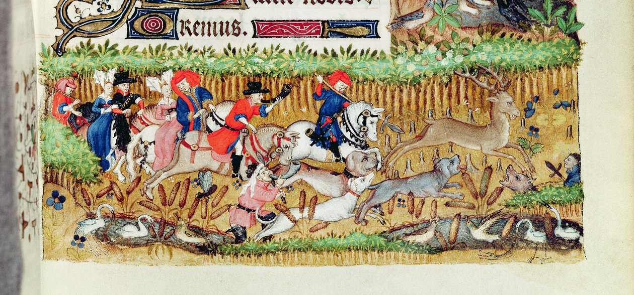 Enlem 1156 B f.163 Kasım; geyik avı, Marguerite dOrleans Saatleri, 1426-38