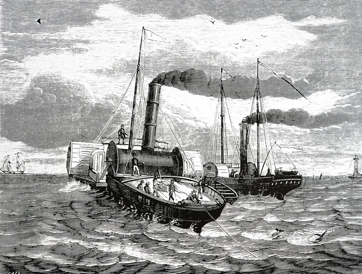 İlk denizaltı kablosunun döşenmesi by French School