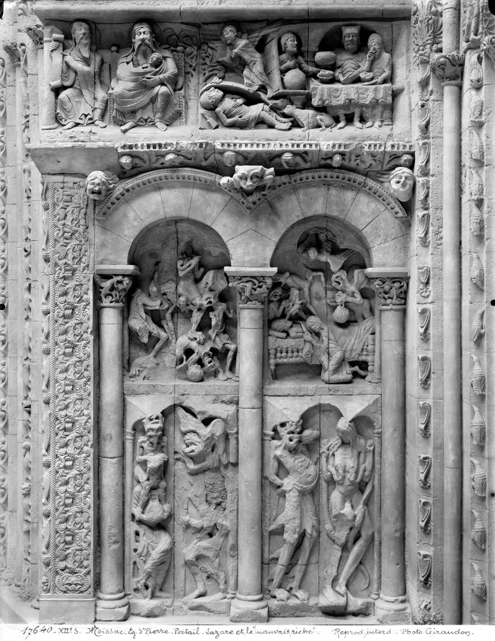 Lazarus ve Zengin Adam, güney portalından, yaklaşık 1130 by French School