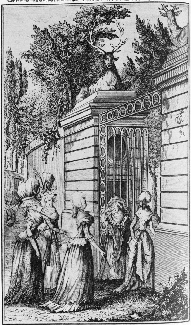Le Parc aux Cerfs, Madame de Pompadour (1721-64) tarafından yönetilen XV. Louis Kraliyet Limanına Açılan Kapı (1710-74) by French School