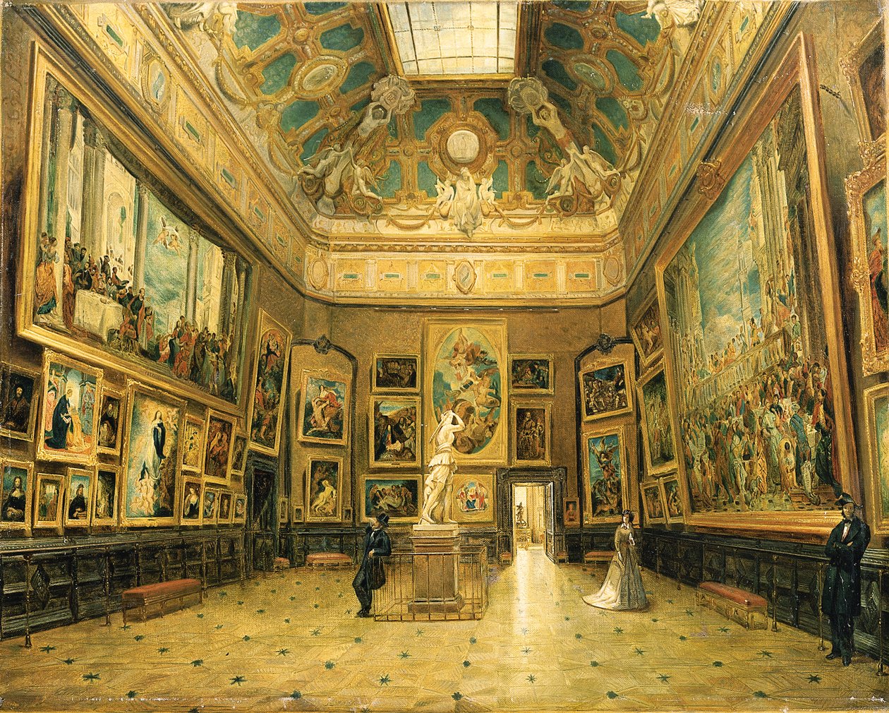 Salon Carre du Louvre, 1870 dolayları by French School