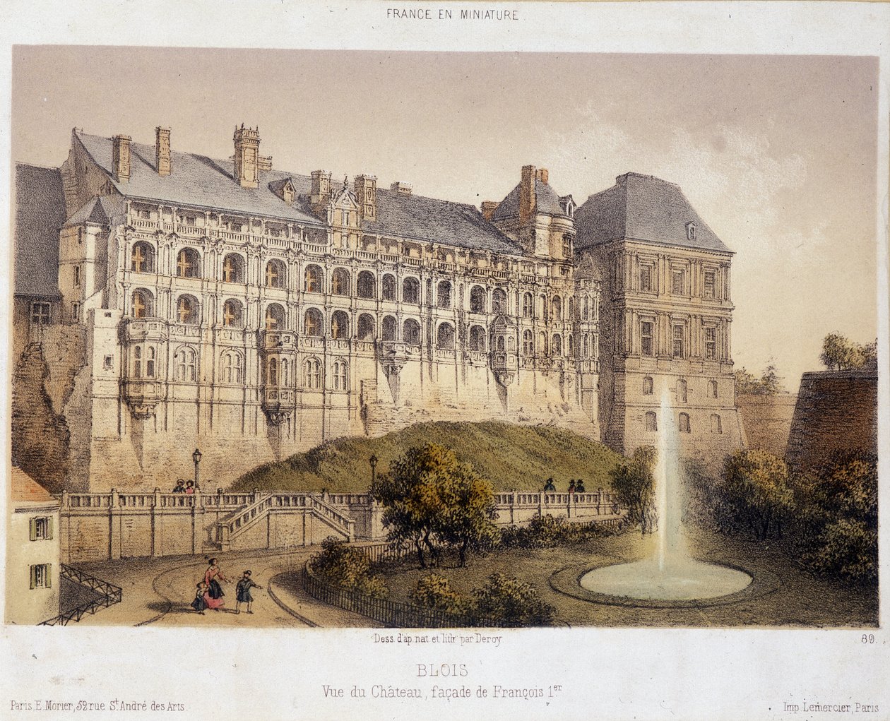 Blois Kalesi - litografi by French School