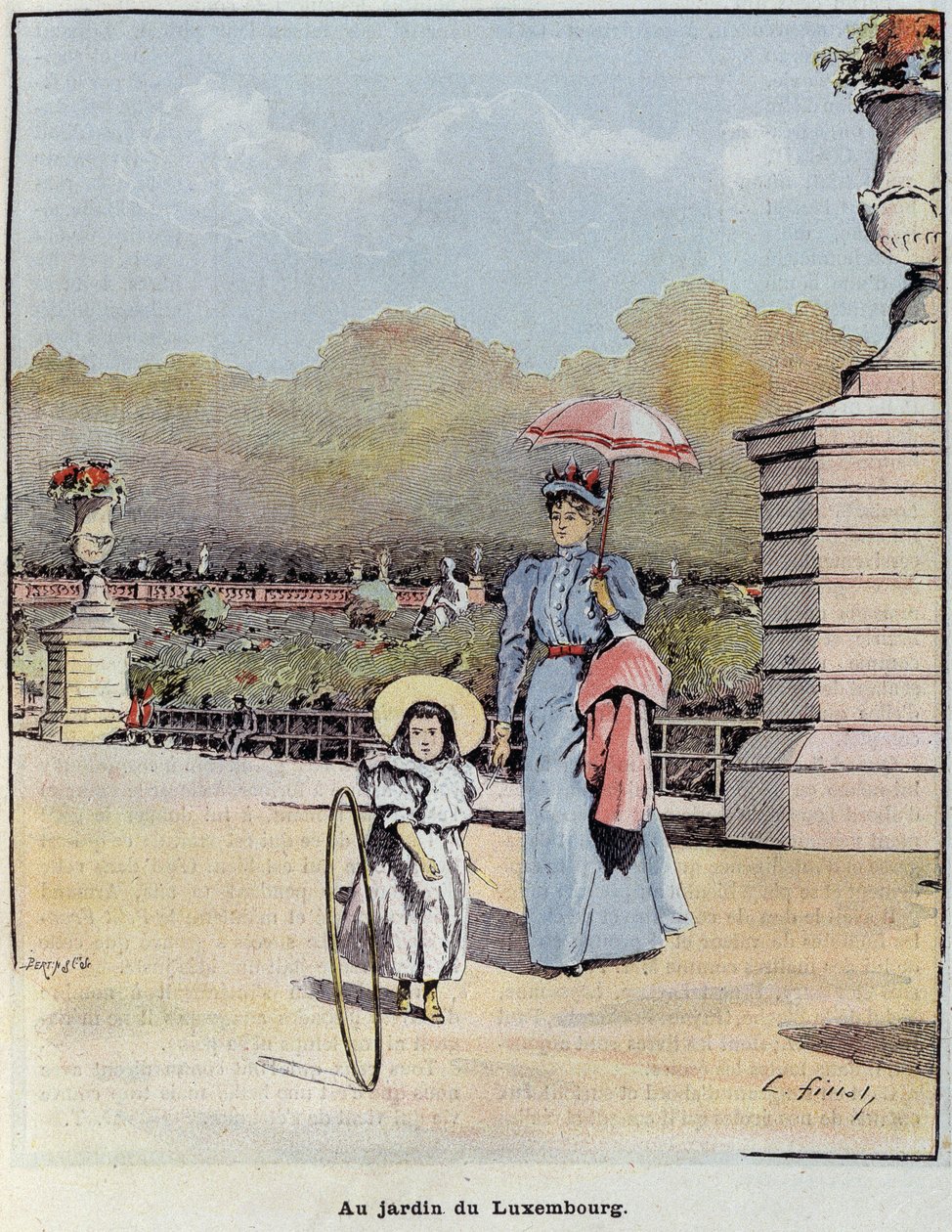 Le jardin du Luxembourg - 21/07/1900 tarihli “Resimli Küçük Fransız”da. by French School