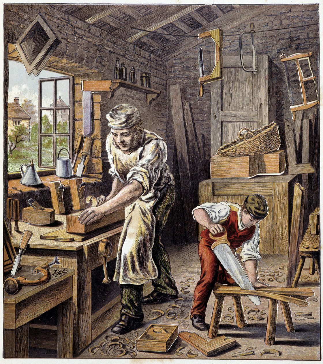 Marangoz - "Küçük çocukların dergisi" nde, ed. Balta, nd. 1900 civarında by French School