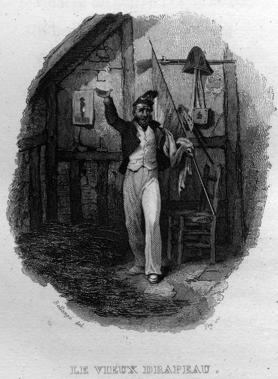 Eski bayrak Chanson de Beranger, Fransız şair ve söz yazarı Pierre Jean de Beranger (1780-1857) tarafından “İşler tamamlandı” (1834) 
