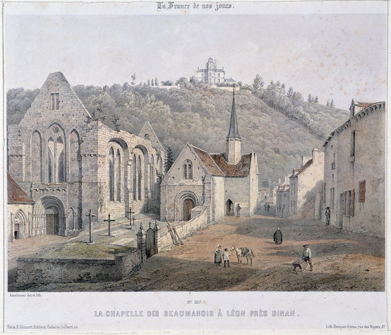 Dinan yakınlarındaki Lehon Manastırı ve Beaumanoir Şapeli by French School