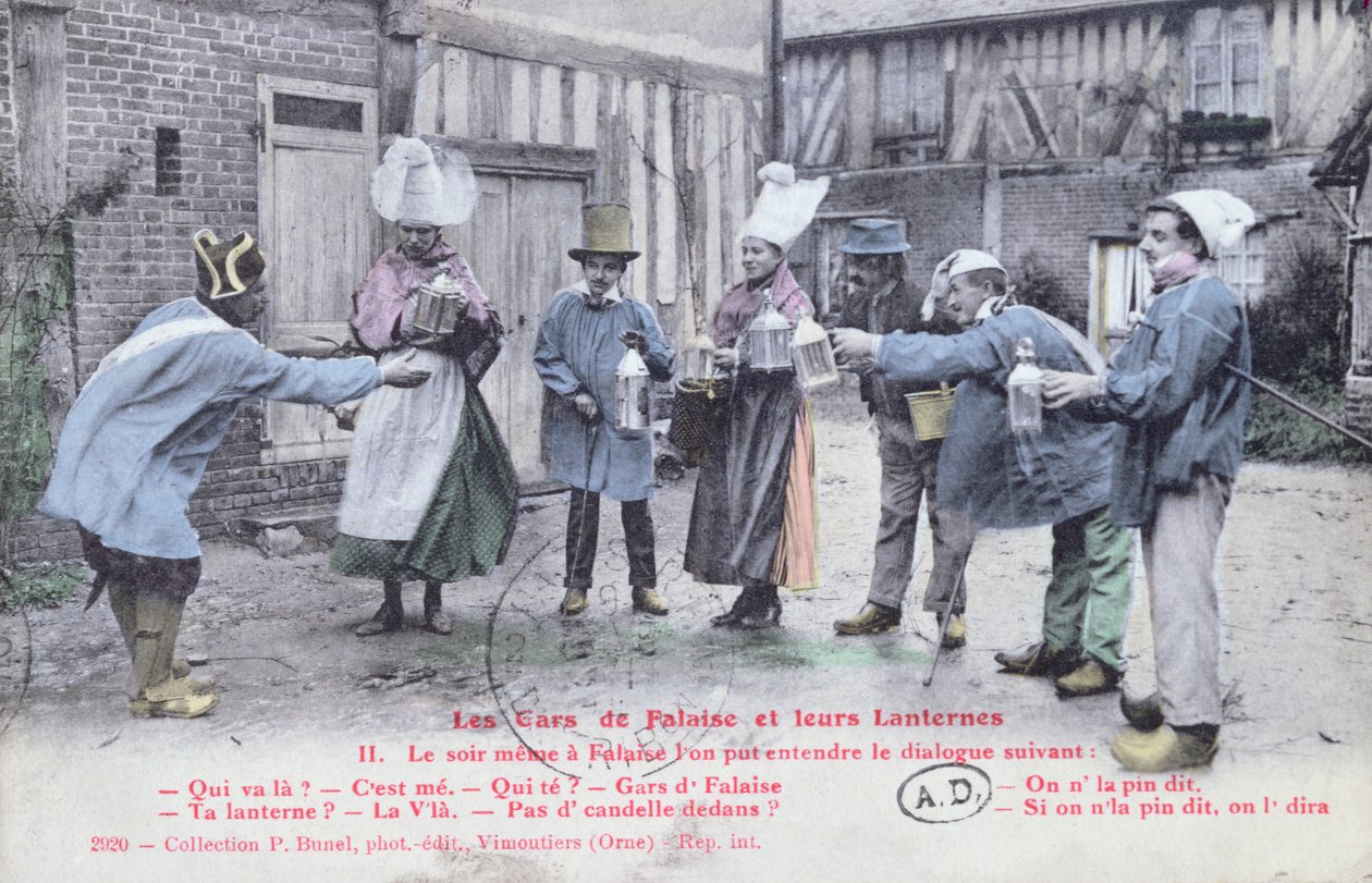 Les Gars de Falaise ve Fenerleri, 1910 dolayları (bir fotoğraftan sonra) by French School