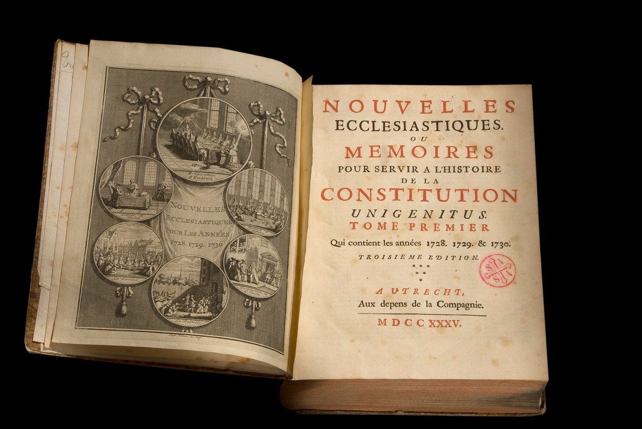 Kilise Haberleri veya Anıları anayasa tarihine hizmet edecek Unigenitus haftalık Fransız jansenist yayını. 1735. Port-Royal Kütüphanesi. Paris. by French School