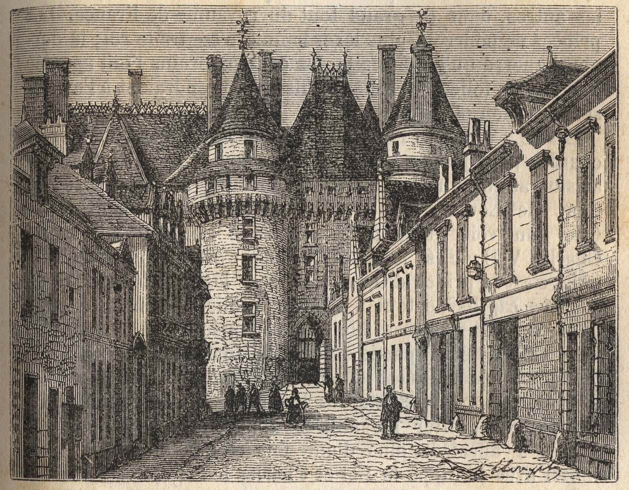 Loire kaleleri: Langeais kalesi (Indre-et-Loire) - Victor Duruy (1811-1894) tarafından “Histoire de France” gravürü - 1882 by French School