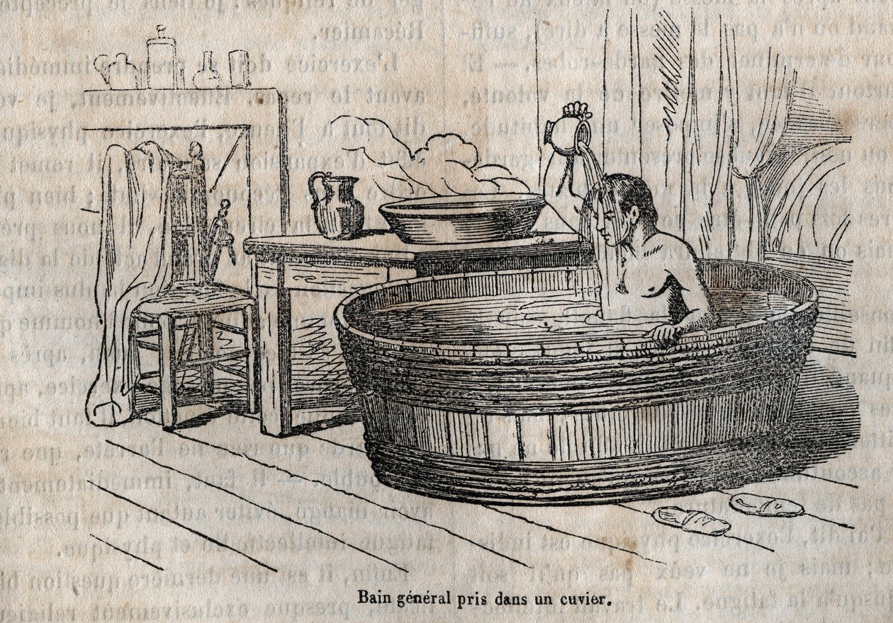 Banyo hareketleri - 19. yüzyılda hijyen - bir kasede banyo - "La Sante Universelle - Guide Medical des Familles" 1852