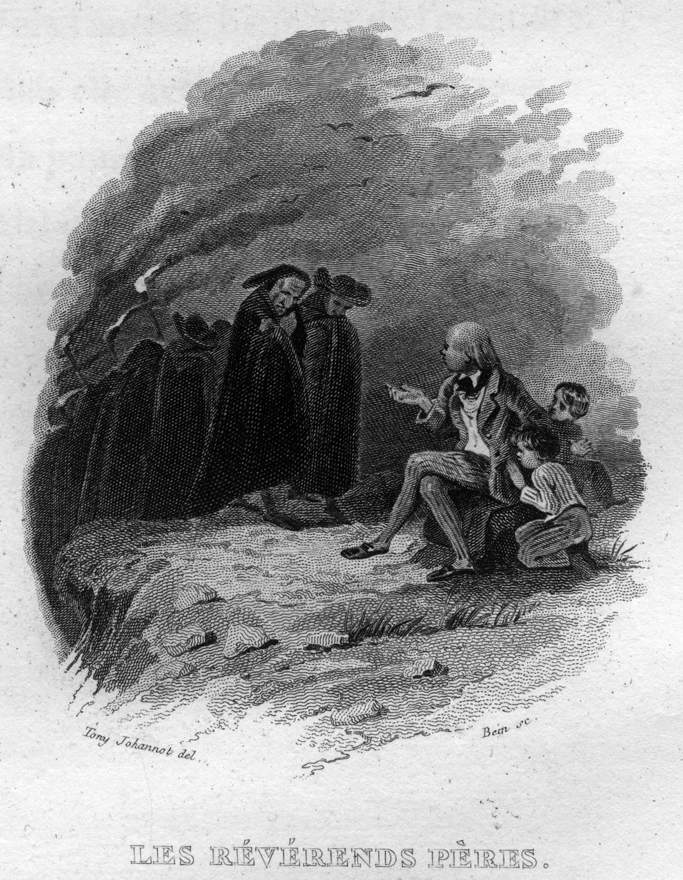 Fransız şair ve söz yazarı Pierre Jean de Beranger (1780-1857) tarafından yazılan “Oeuvres tamamlıyor” (1834) adlı eserinde rahipler Chanson de Beranger. by French School