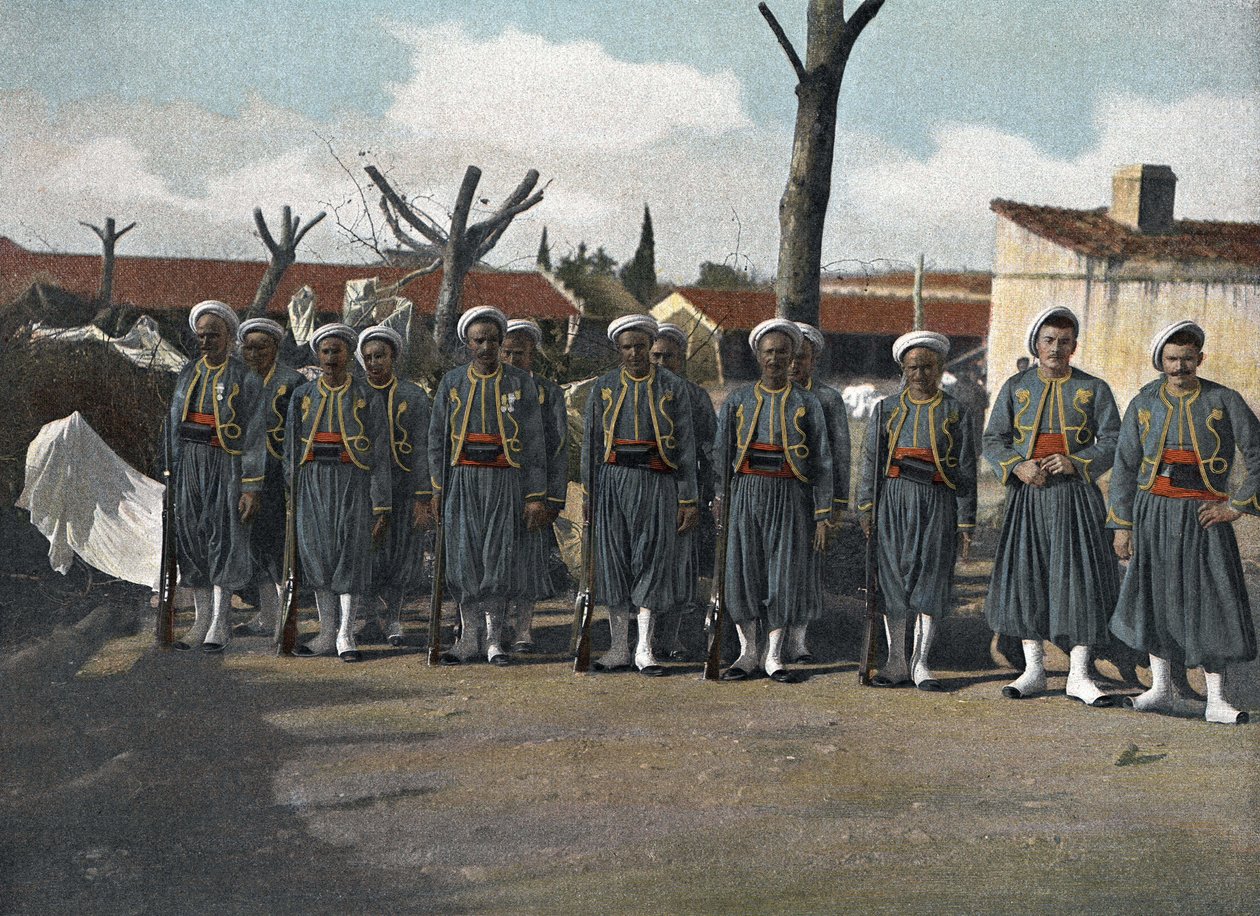 “” Askeri albümdeki Cezayirli tüfekler: Afrika ordusu. Piyade - Süvari ”” by French School