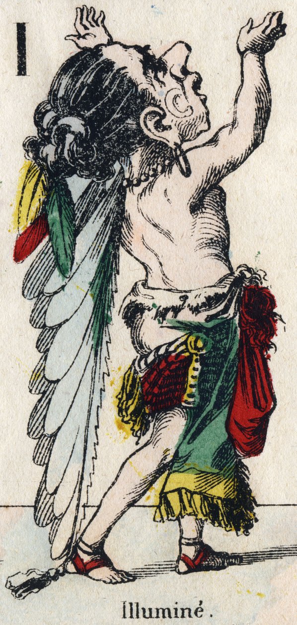 Harf I: Aydınlatın. “” Çizgi Roman Alfabesi”nde gravür. Yeni Epinal görüntüleme. Litografi Pinot et Sagaire, editörler, 1860 ve 1888 arası. Levha n°491 25 ışıklı harfle. Karartma: 40,5x28cm. Özel koleksiyon by French School