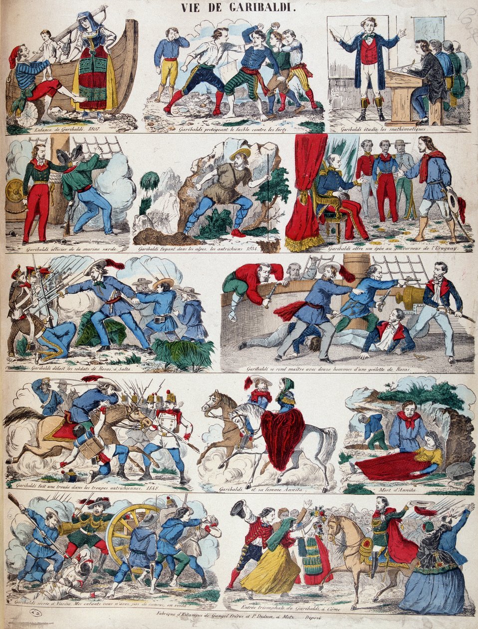 Birkaç çizimde Giuseppe Garibaldi
