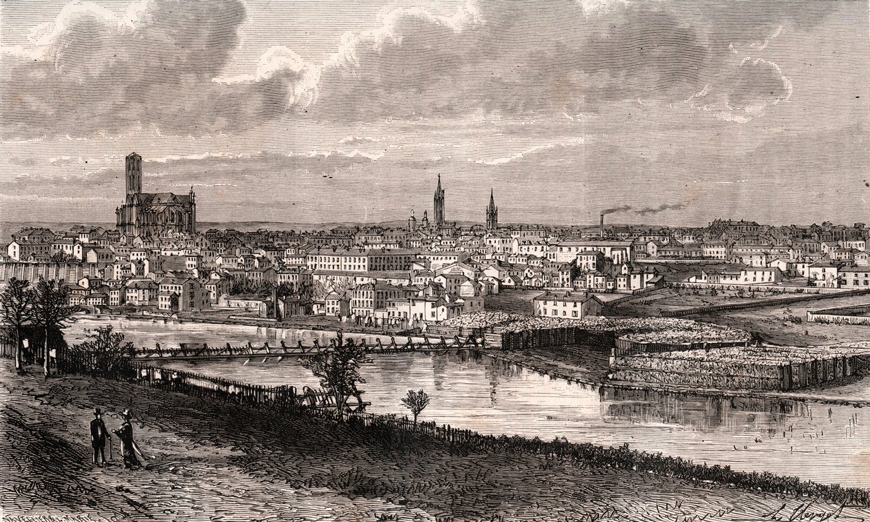 Limoges - Haute-Vienne - V.A. tarafından “La France illustree: coğrafya, tarih, istatistiksel yönetim” de gravür Malt-Kahverengi. 1884 by French School