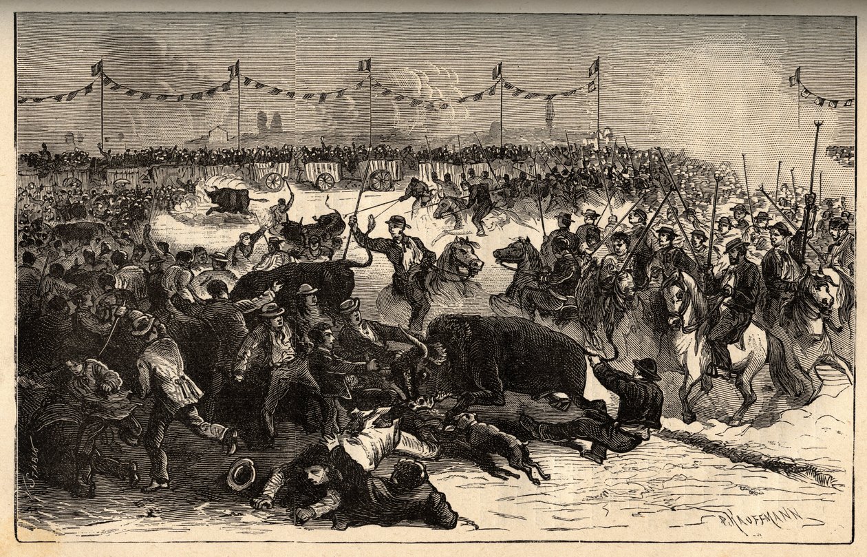 Hayvancılık markalaşması - La ferrade en Camargue (marquarge au fer rouge du sığırlar sırasında düzenlenen şenlik) - “” PATRIE”” üzerine gravür - LUCIEN HUARD TARAFINDAN 6 CİLTTE FRANSA