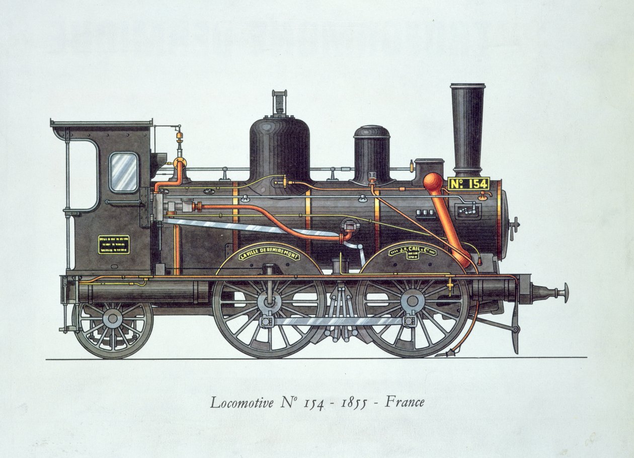 Lokomotif no.154, 1855 by French School