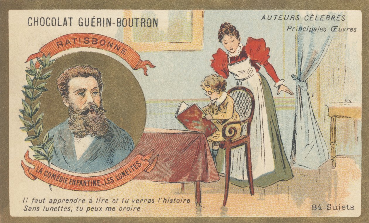 Louis Gustave Fortune Regensbonne (1827-1900), Fransız edebiyatçı, "La comedie enfantine - Les lunettes"in yazarı (1861) by French School