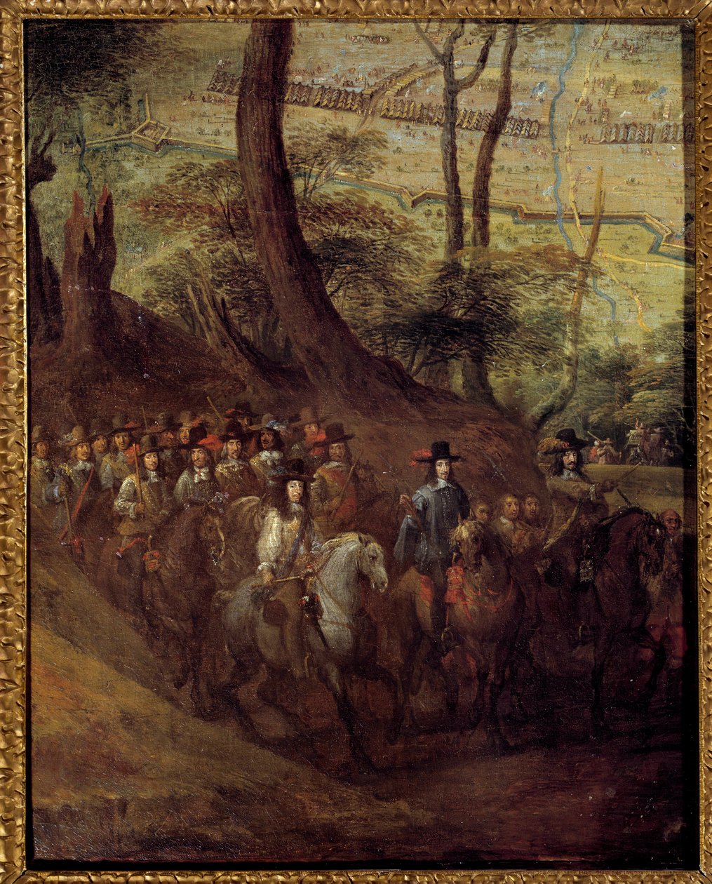 Bourbon II. Louis, Conde Prensi (Bourbon-Conde) (Grand Conde) (1621-1686) veya Enghien Dükü, bir kasabayı kuşatıyor 17. yüzyılın Fransız Okulu'nun resmi. Güneş 0,73x0,58 m by French School
