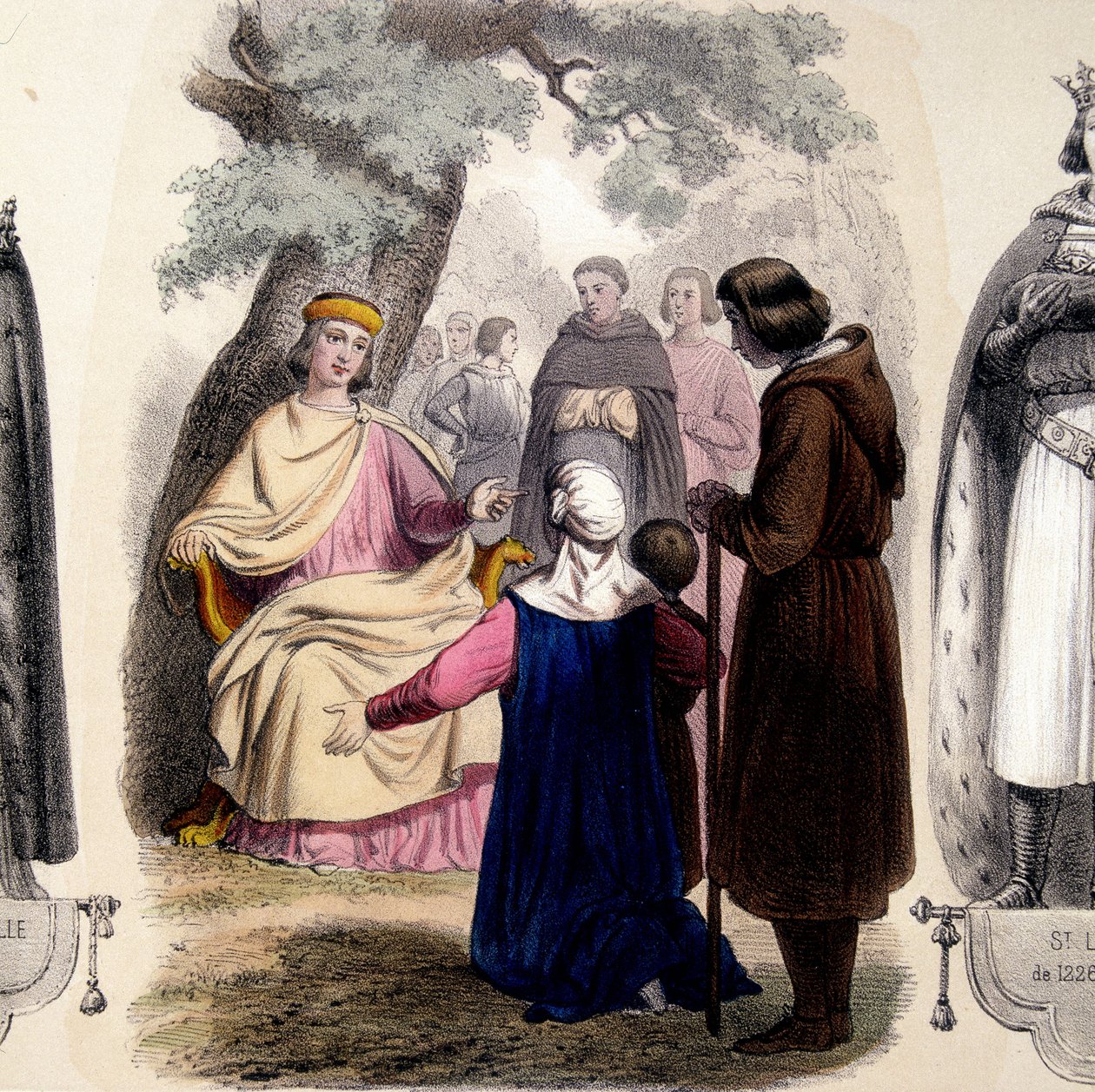 Louis IX, dit Saint Louis (1214-1270) bir meşe ağacının altında adaleti sağlıyor. by French School