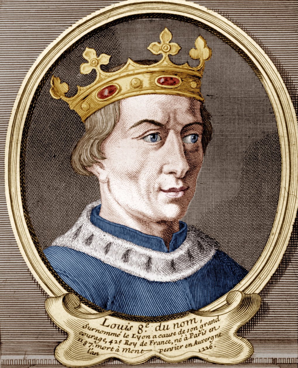 Louis VIII, Fransa Kralı (renkli gravür) by French School