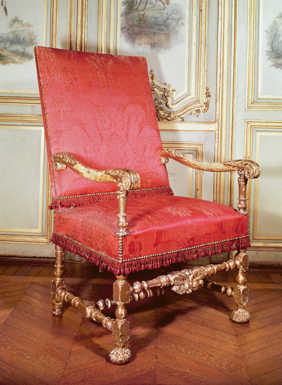 Louis XIII koltuk (ahşap ve şam) by French School