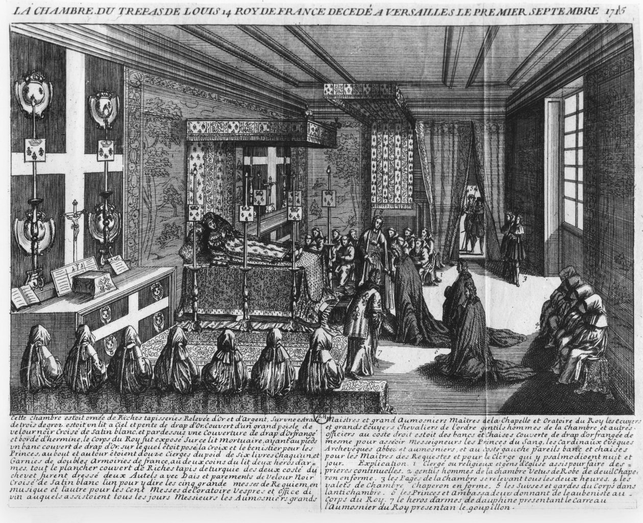 Louis XIV (1638-1715) on his deathbed at Versailles, 1st September 1715   by French School