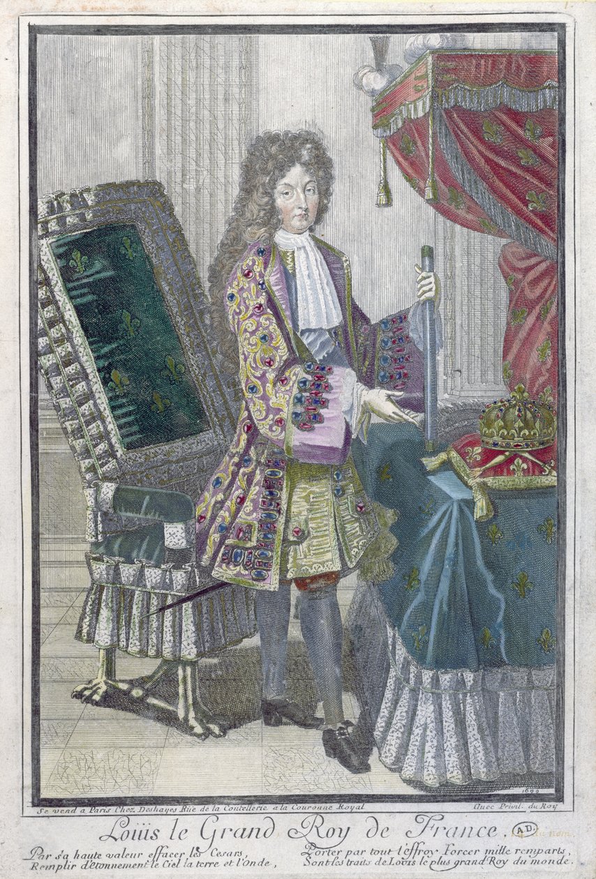 Louis XIV (renkli gravür) by French School