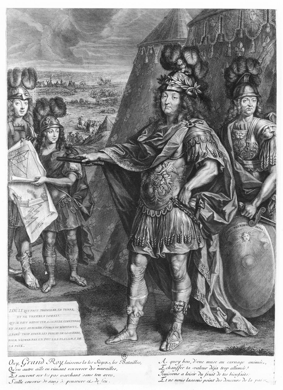 Louis XIV sınırları güçlendirmek için emir veriyor (gravür) by French School