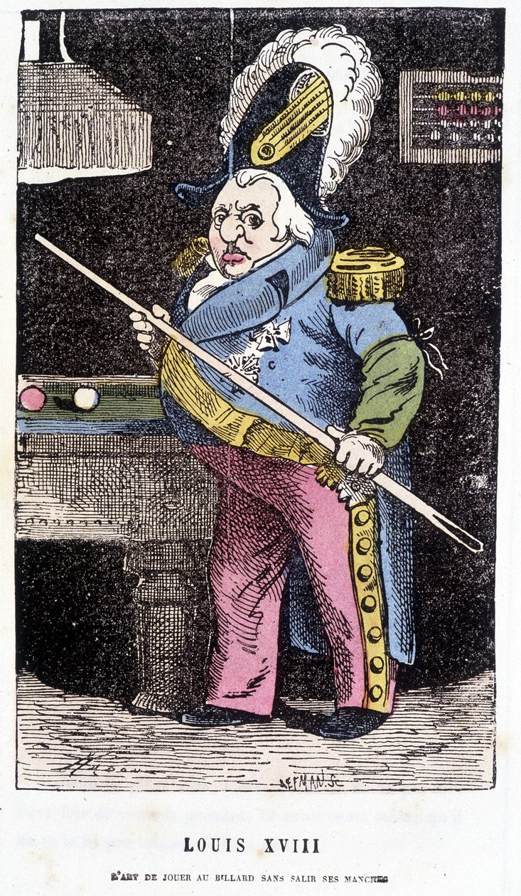 Louis XVIII bilardo oynuyor - Touchatout tarafından “” Histoire de France Tintamarresque”de by French School