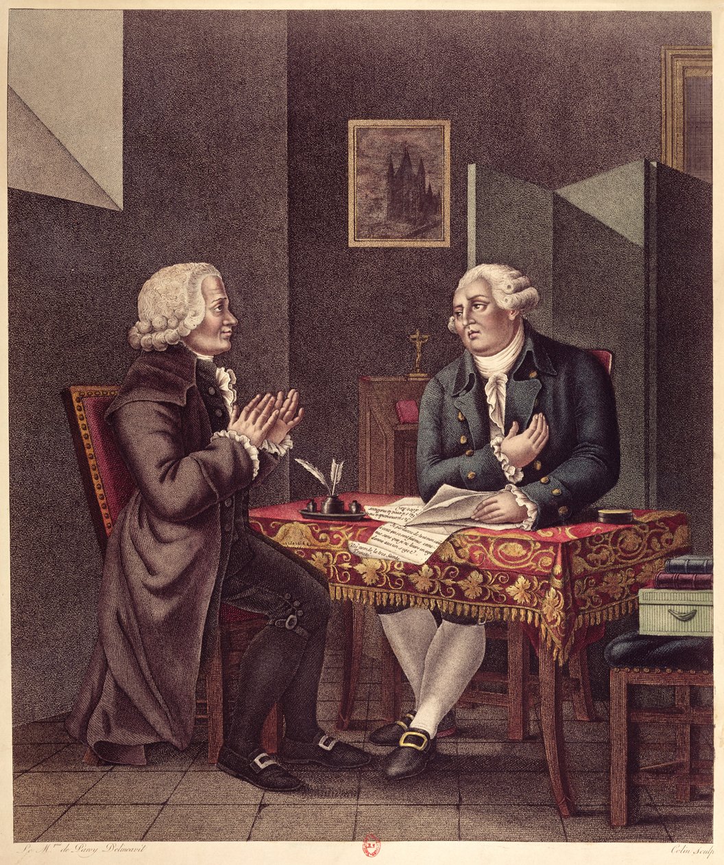 Louis XVI (1754-93) Tapınakta Guillaume de Lamoignon de Malesherbes