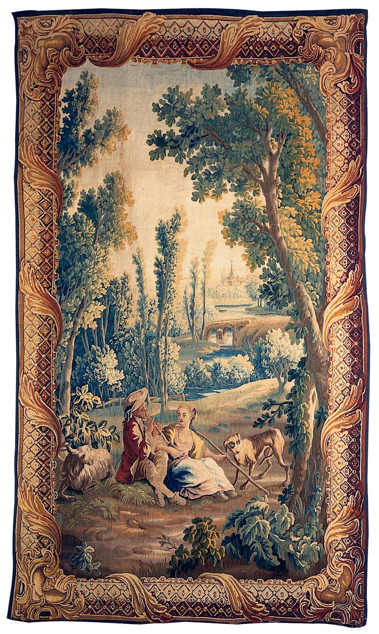Louis XV Aubusson pastoral goblen by French School