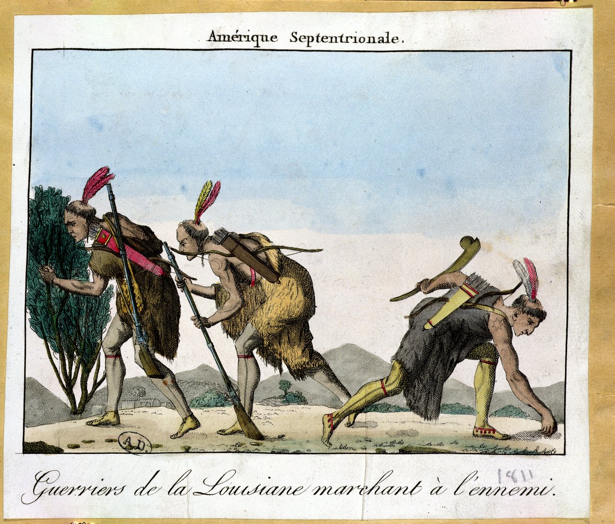 Louisiana Kızılderilileri düşmanlarını takip ediyor, c.1811 by French School