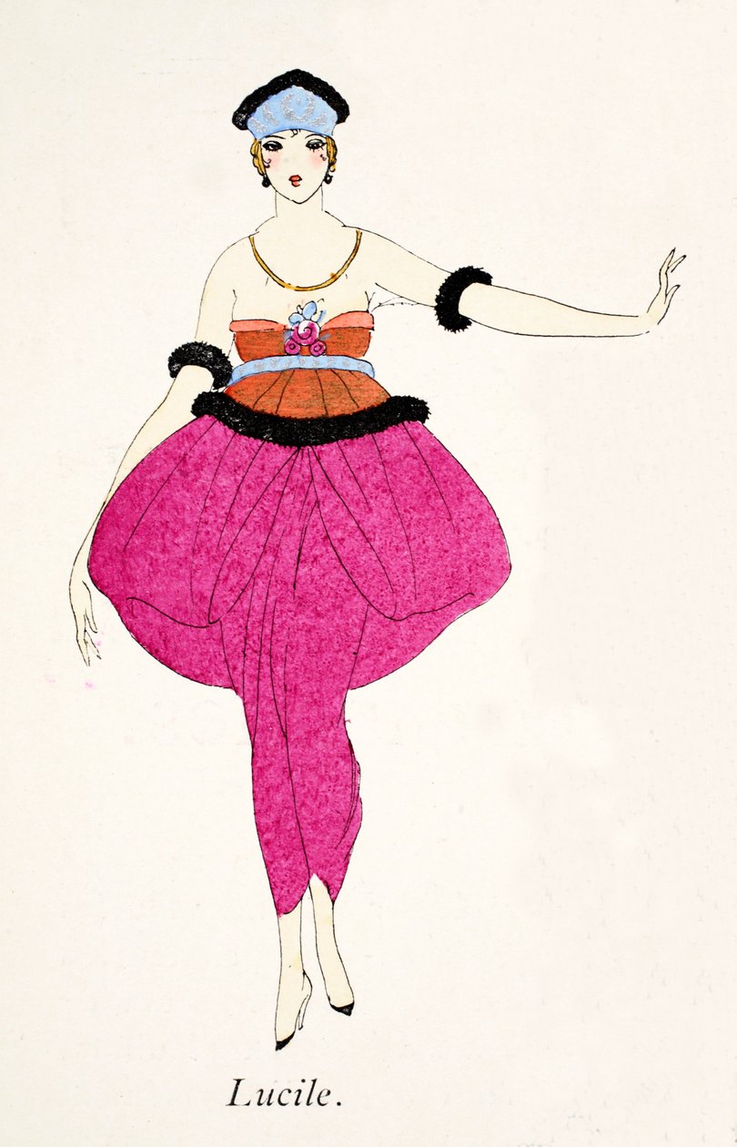 Lucile - Bir elbise için tasarım (baskı şablonu) by French School