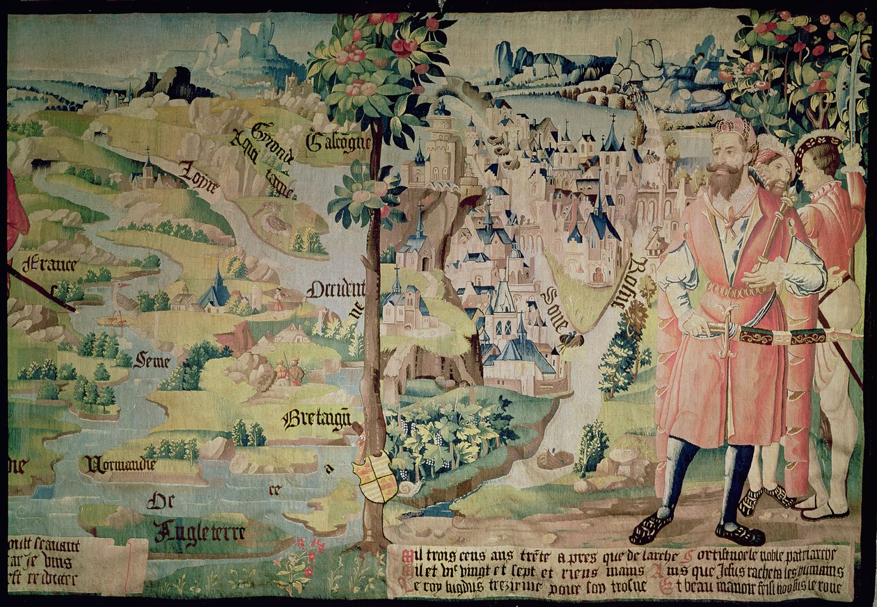 Lugdus (MÖ 1672-21) Lyon şehrinin bir temsilinin önünde, Arras atölyesi, c.1530 by French School