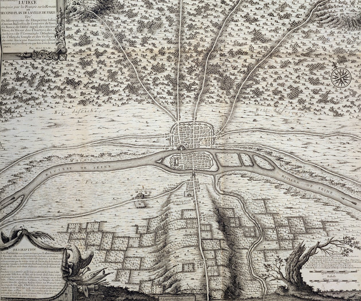 Lutetia veya MS 4. ve 5. yüzyıllarda Paris'in ikinci planı, 1722 by French School