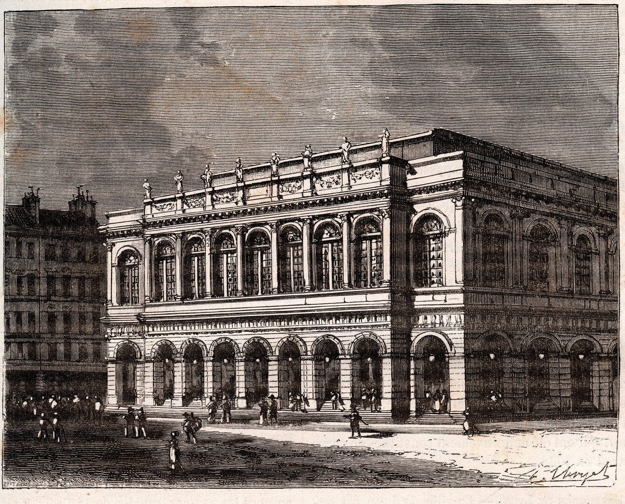 Lyon: Le Grand Theatre - V.A. tarafından “La France illustree: coğrafya, tarih, istatistiksel yönetim” de gravür Malt-Kahverengi. 1884 by French School