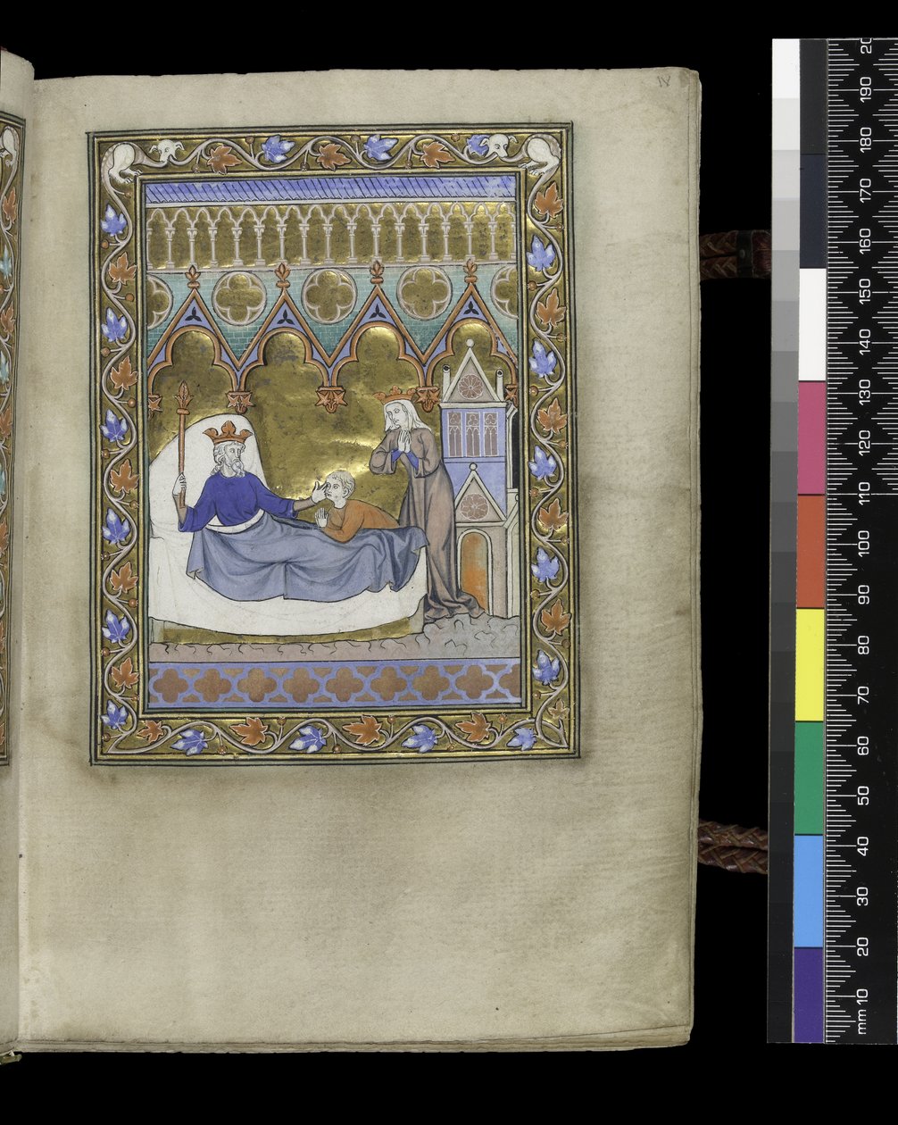 MS 300 f.IVr, Psalter and Hours of Isabella of France, Paris, c.1265-70 (parşömen üzerine kalem ve mürekkep ve tempera) by French School