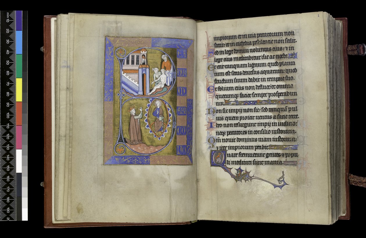 MS 300 f.XIII-1r, Psalter and Hours of Isabella of France, Paris, c.1265-70 (parşömen üzerine kalem ve mürekkep ve tempera) by French School