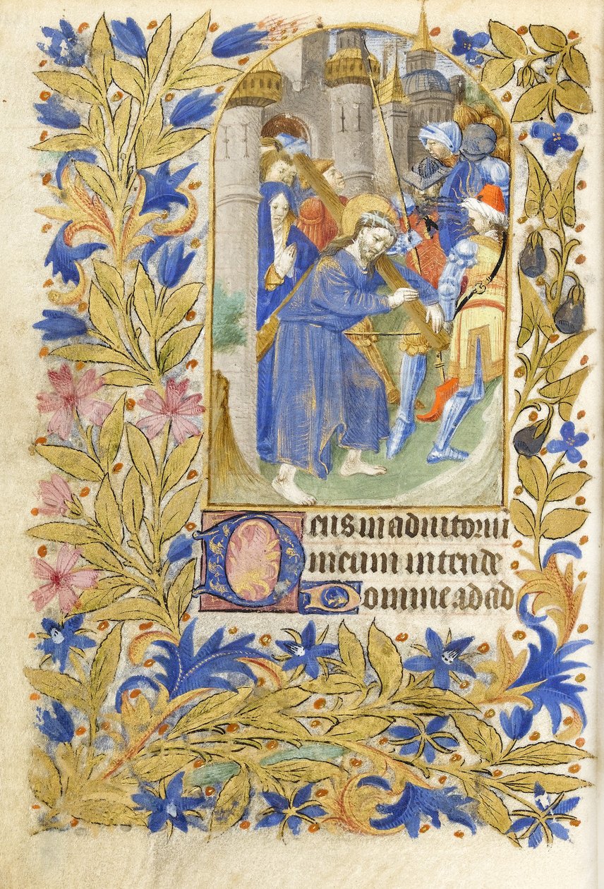 MS 39-1950 f.146v Haç Taşıyan İsa, 1464 (parşömen üzerine altın, gümüş ve renkli mürekkep) by French School