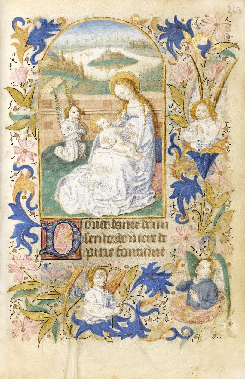 MS 39-1950 f.263r The Adoration, 1464 (parşömen üzerine altın, gümüş ve renkli mürekkep) by French School