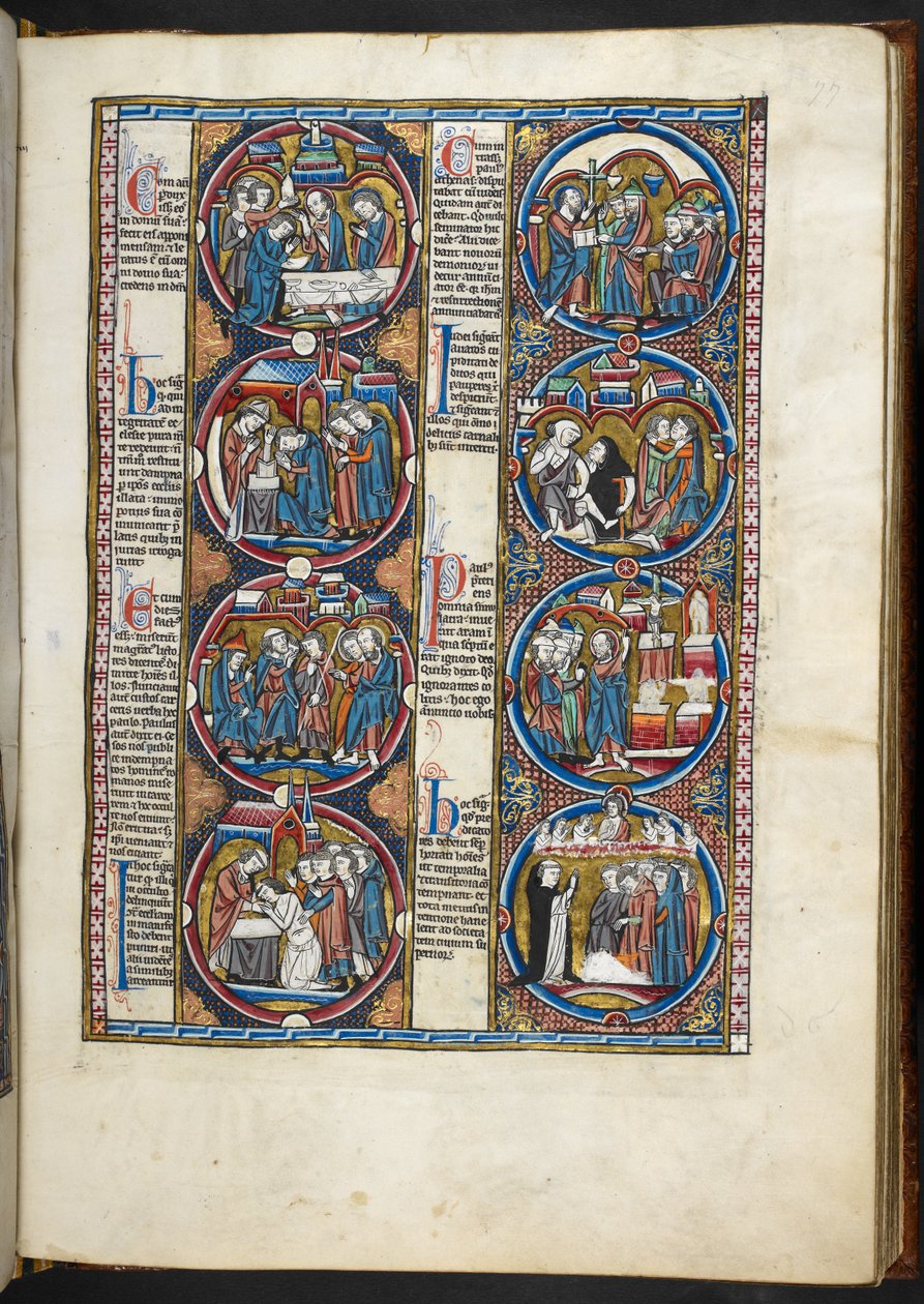 HANIM. Harley 1527, f.77r, İncil ahlakından (parşömen) minyatürler by French School