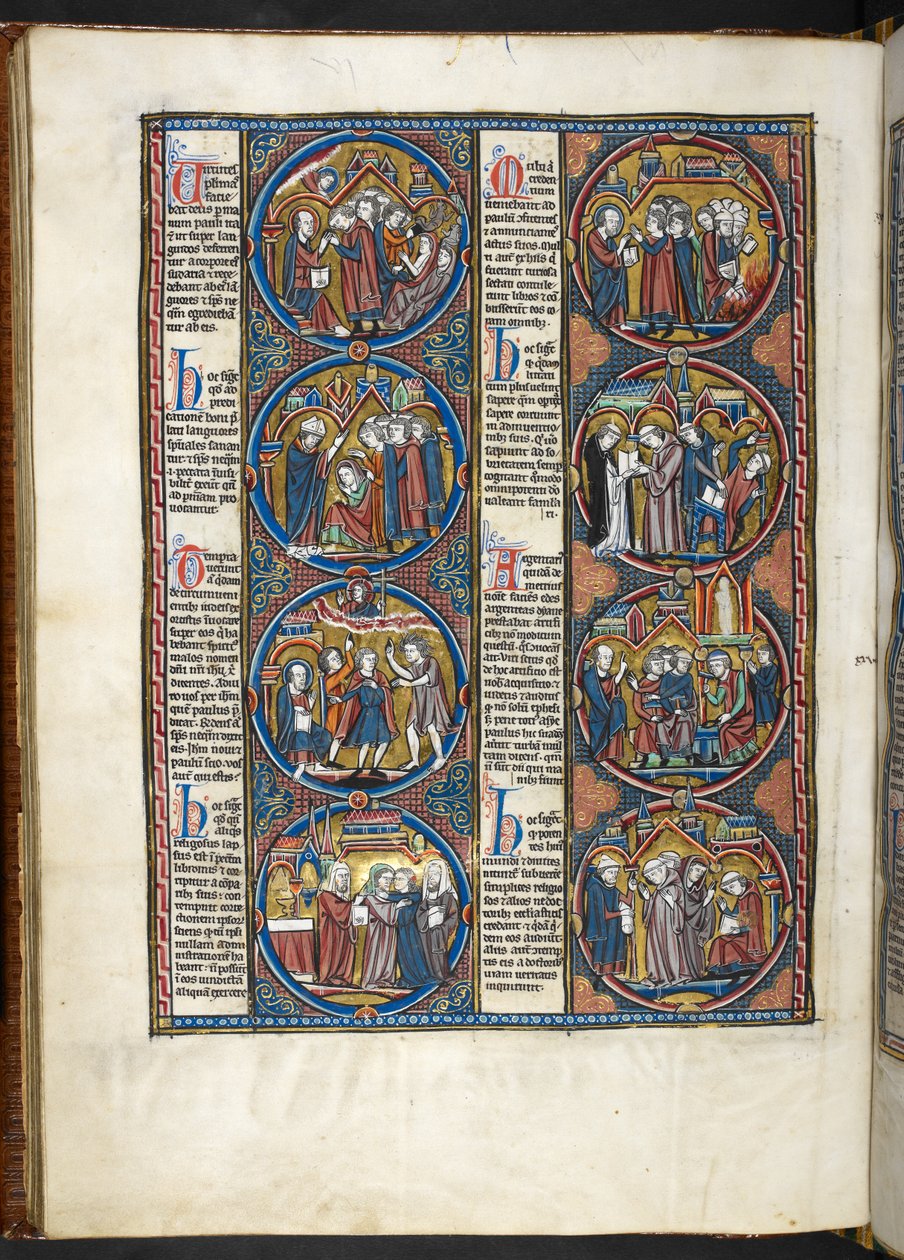 HANIM. Harley 1527, f.80v, İncil ahlakından (parşömen) minyatürler by French School